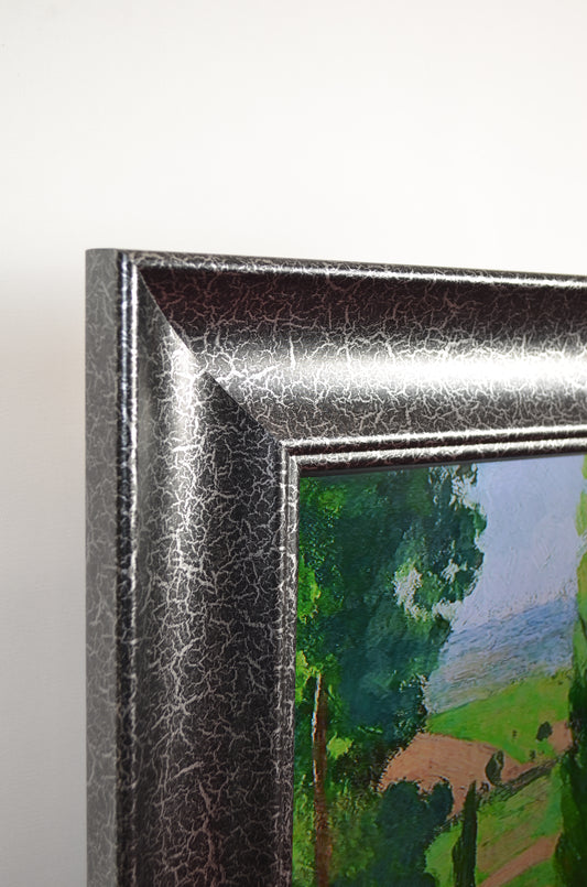 Vesper - Crackled Black Silver TV Frame